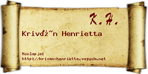 Kriván Henrietta névjegykártya